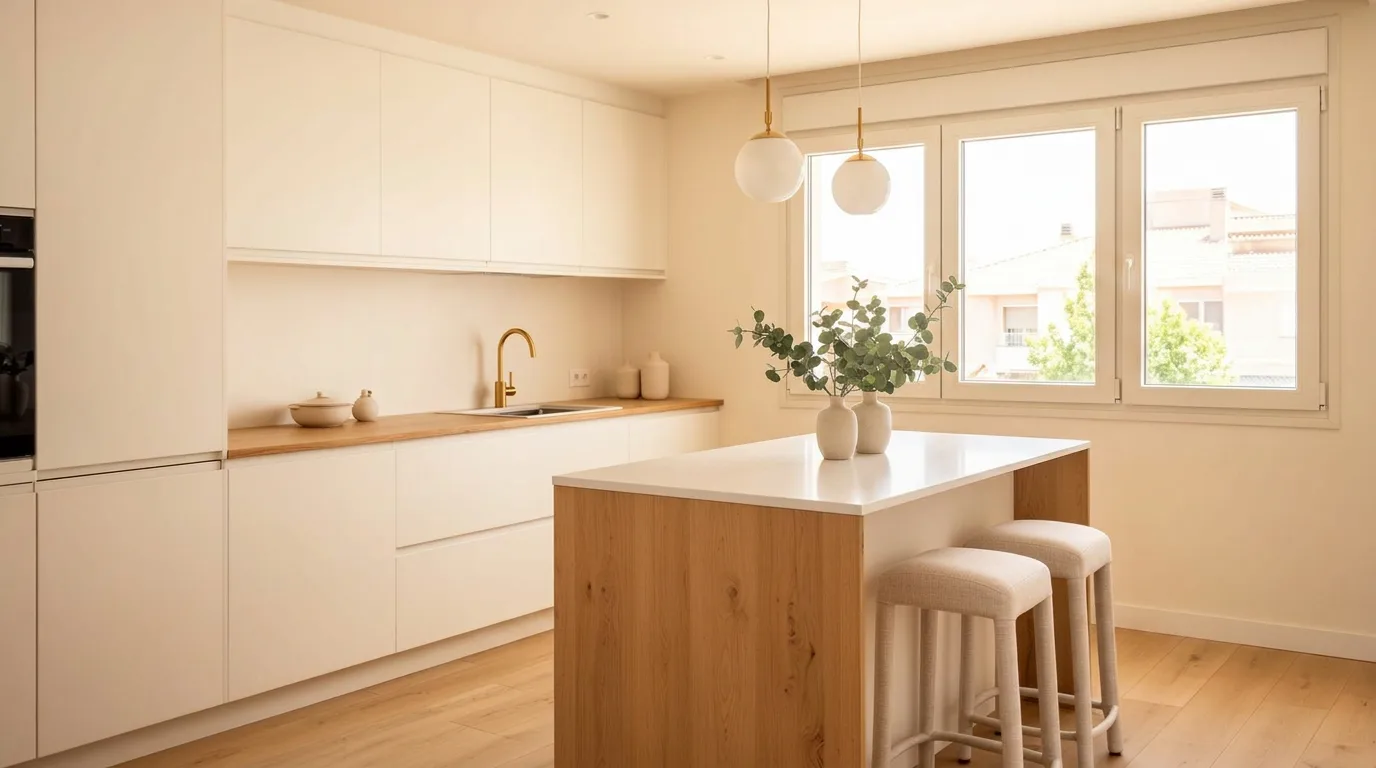 Cocina minimalista blanca